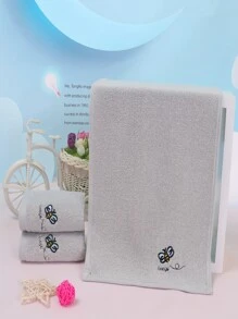 Toalla Con Bordado De Mariposas Súper Suave, 1 Pieza - Gris - Ver 1