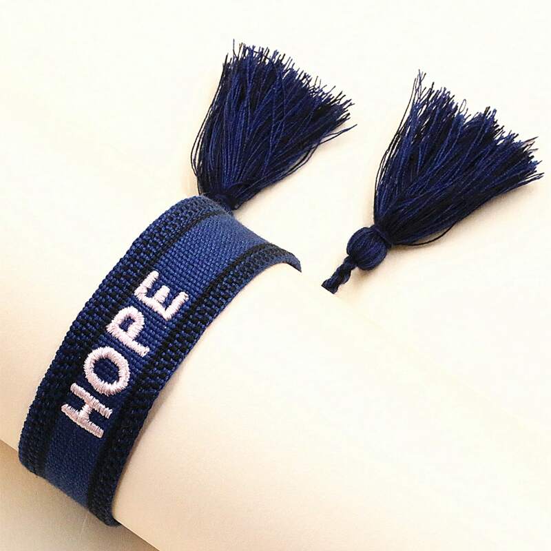 

Letter Graphic Embroidery Bracelet, Multicolor