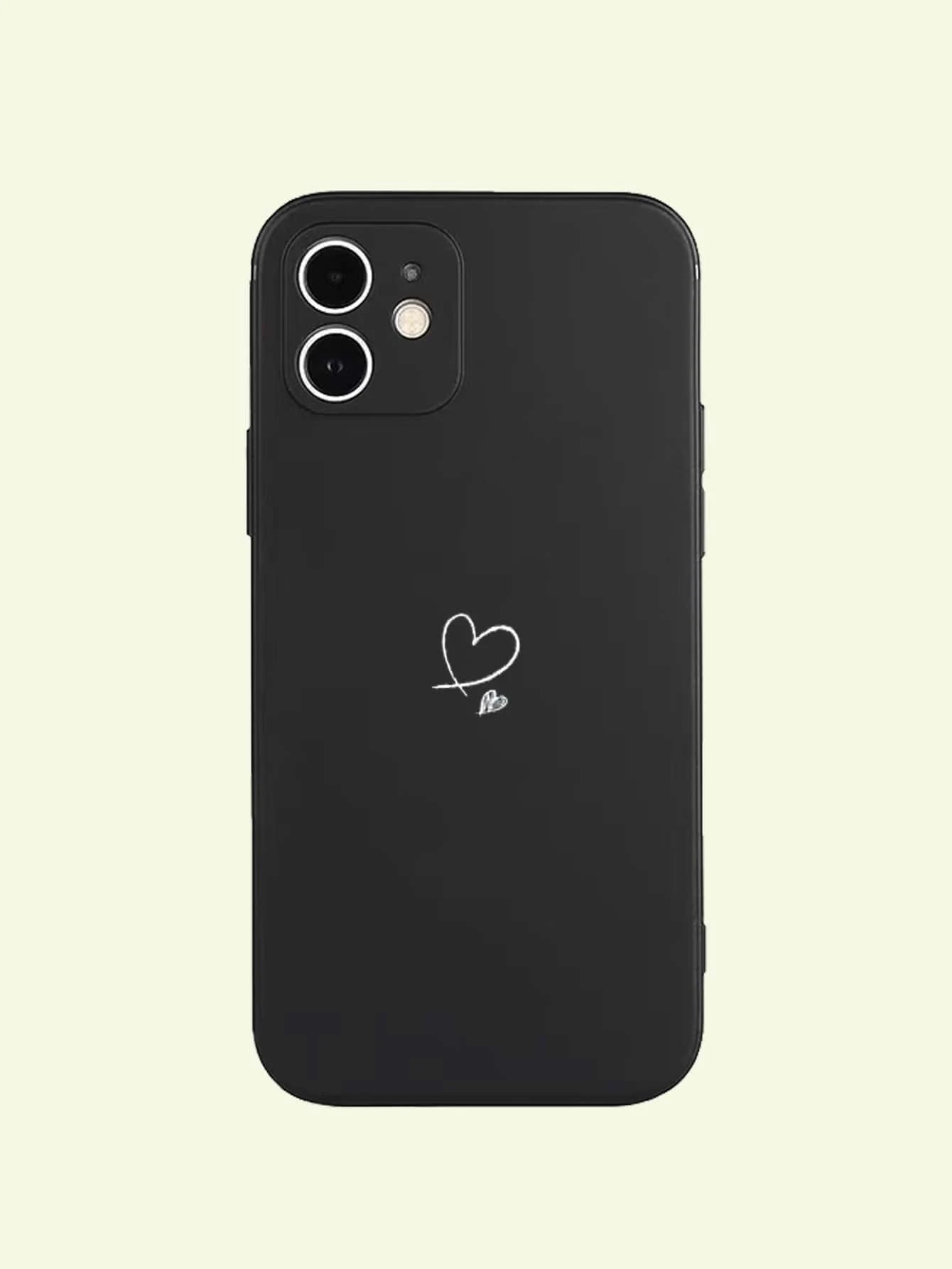 Heart Pattern Phone Case - Black and White - View 1