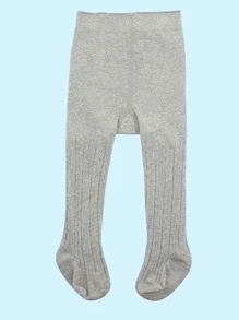 Toddler Girls Solid Tights - Light Grey - View 2