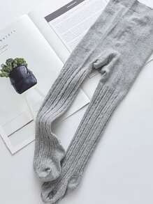 Toddler Girls Solid Tights - Light Grey - View 3