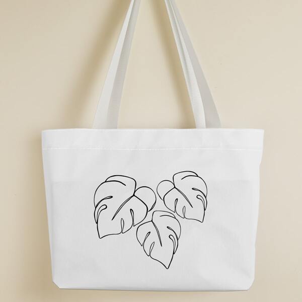 

Plants Graphic Shopper Bag, White
