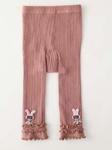 Toddler Girls Rabbit Decor Leggings - Pink - View 4