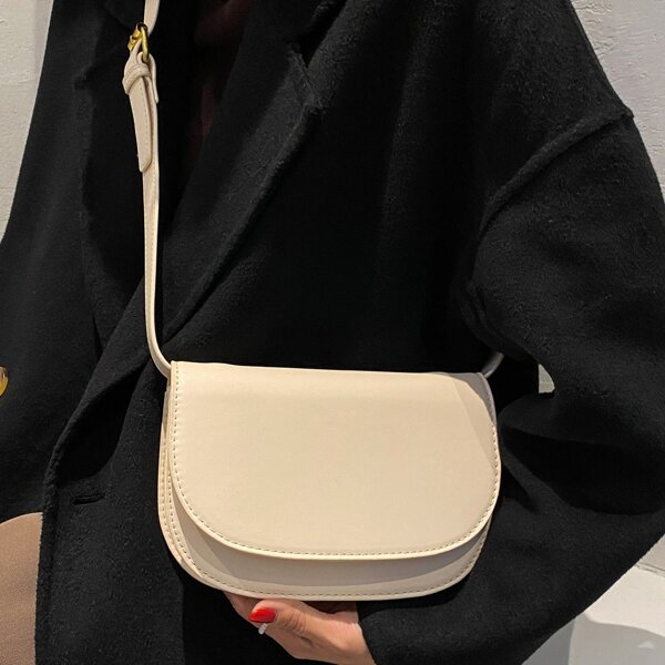 

Minimalist Flap Shoulder Bag, White
