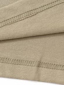 Camiseta de hombros caídos con estampado de tigre y slogan - Caqui - Ver 3