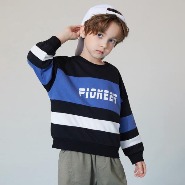 

Boys Letter Graphic Colorblock Drop Shoulder Sweatshirt, Multicolor