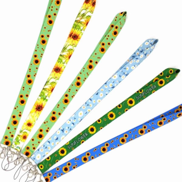 

1pc Random Sunflower Print Lanyard, Multicolor