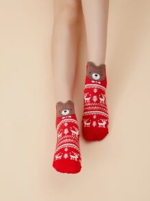 4pairs Christmas Print Ankle Socks - Multicolor - View 3