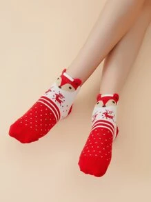4pairs Christmas Print Ankle Socks - Multicolor - View 4