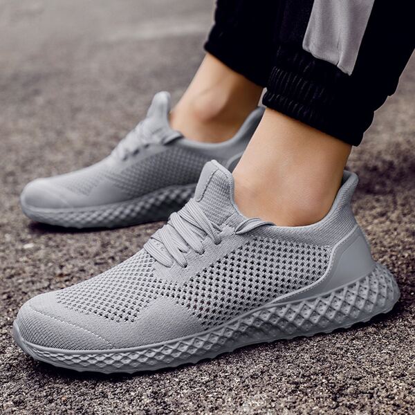 

Men Lace-up Front Hollow Out Sneakers, Grey