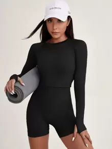 SHEIN With My Calm Snel drogende naadloze sportset met hoge stretch en gaten, trainingsset, outfitset, trainingsset voor dames, sportschooloutfit voor dames