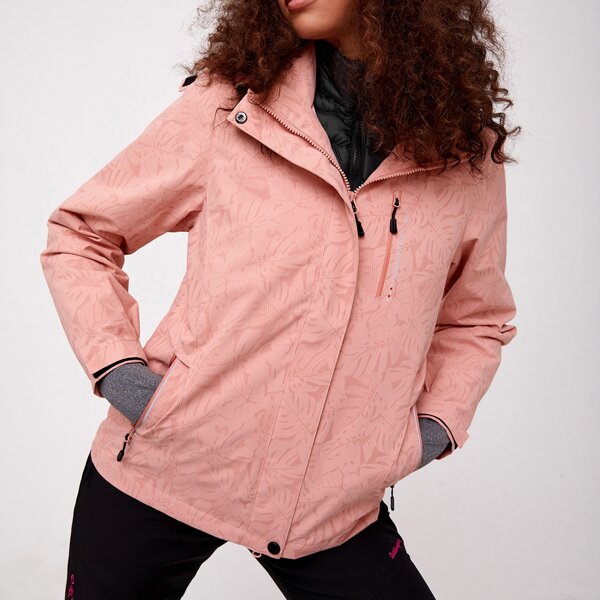 

Warming Waterproof Letter Graphic Hooded Sports Jacket, Pink