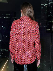 Camisa con estampado de hombros caídos - Multicolor - Ver 2