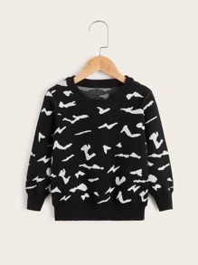 Toddler Boys All Over Pattern Jumper - Black and White - View 1