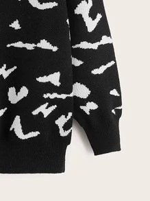 Toddler Boys All Over Pattern Jumper - Black and White - View 3