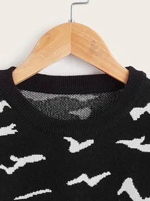Toddler Boys All Over Pattern Jumper - Black and White - View 4