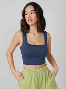 SHEIN BASICS 素色背心上衣 - 藏蓝色 - 查看 4