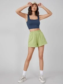 SHEIN BASICS 素色背心上衣 - 藏蓝色 - 查看 5