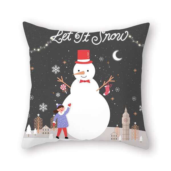 

Christmas Cartoon Graphic Cushion Cover Without Filler, Multicolor