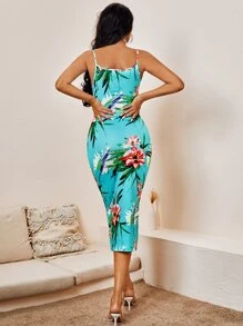 SHEIN SXY Sundress;Beach;Floral Print Bodycon Dress - Multicolor - View 2