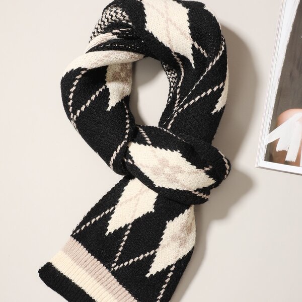 

Men Geometric Print Scarf, Multicolor