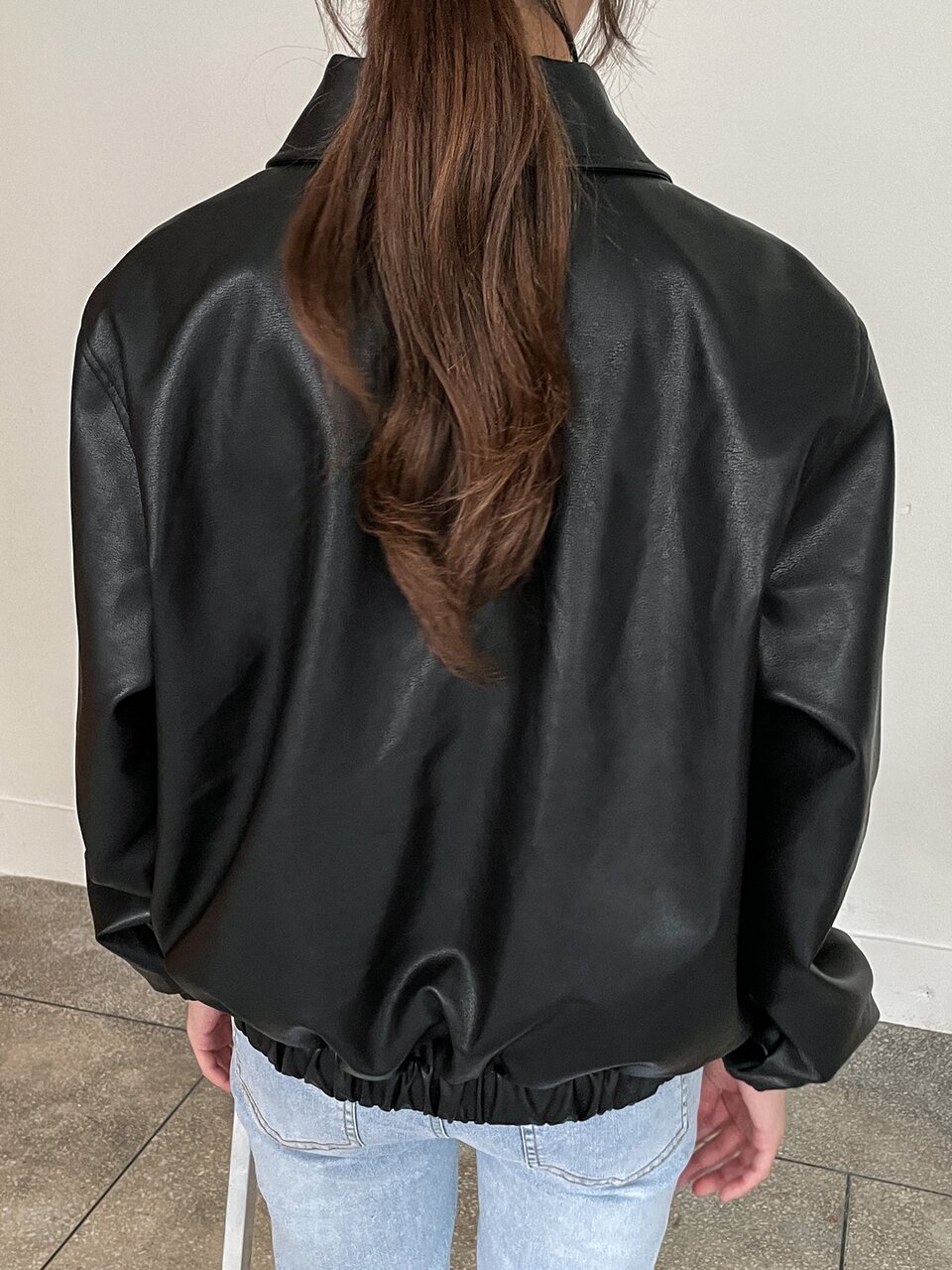 Slant Pockets PU Leather Jacket,Fall Women Clothes