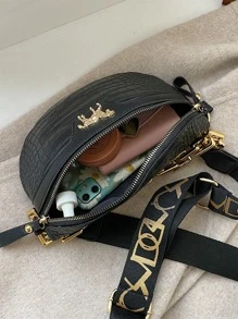 Nuevo Bolso de cintura y pecho con cadena de acrílico de estilo vintage con estampado de cocodrilo, color rojo, perfecto para equitación, mochila informal para el primer día de clases, bolso estilo western para mujeres, bolsa de estilo bohemio para mujeres