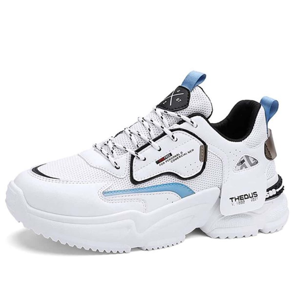 

Men Letter Patch Breathable Lace-up Front Sneakers, White