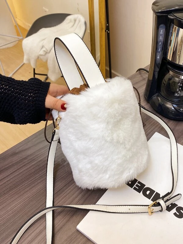 fluffy drawstring bag