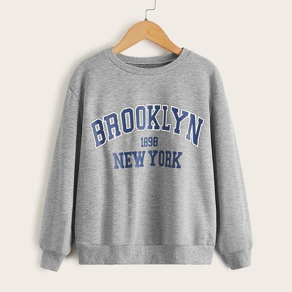 

Boys Letter Print Pullover, Light grey