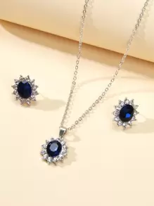 3pcs Rhinestone Decor Jewelry Set