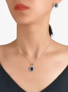 3pcs Rhinestone Decor Jewelry Set