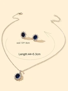 3pcs Rhinestone Decor Jewelry Set