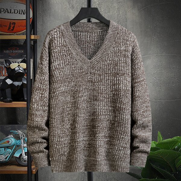 

Men Space Dye Drop Shoulder Sweater, Mocha brown