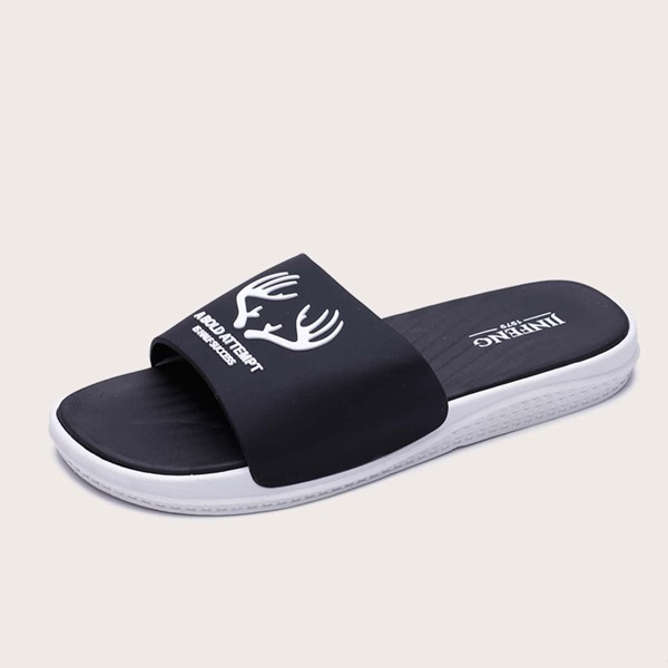

Men Letter Graphic Home Slippers, Black