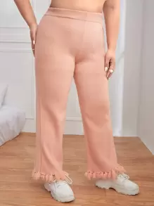 SHEIN Unity Pantalones bajo con fleco tejido