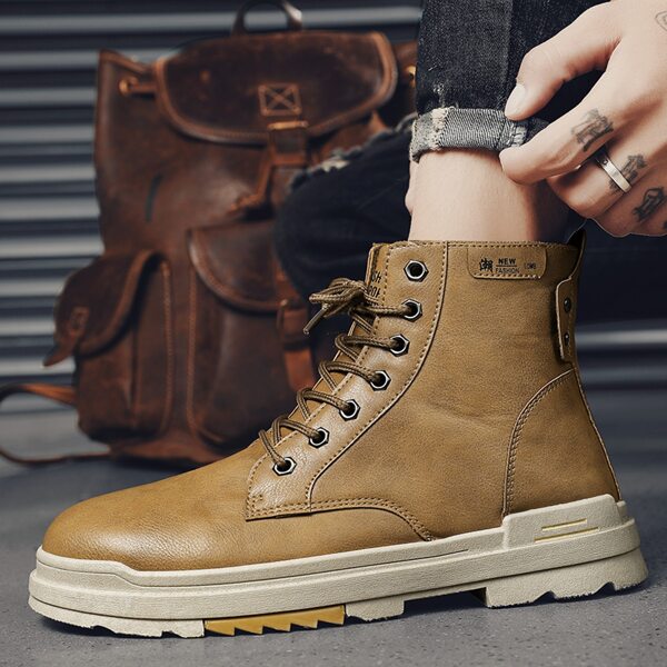 

Men Minimalist Lace Up Front Combat Boots, Khaki