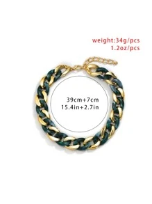 雙色鏈條樣式項鍊 - 彩色 - 查看 3