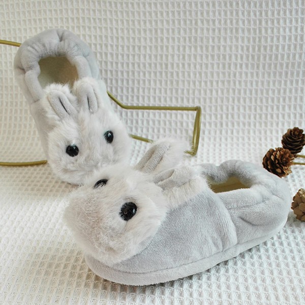 

Girls Cartoon Rabbit Decor Fuzzy Slippers, Grey
