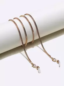 1pc Copper Metal Eyeglasses Chain, Unisex Casual Accessory - Gold - View 1