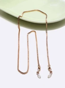 1pc Copper Metal Eyeglasses Chain, Unisex Casual Accessory - Gold - View 2