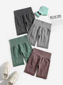 Yoga Basic 4pcs Sports Cycling Shorts - Multicolor - View 2