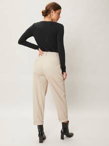 SHEIN EZwear Áo thun Đã thu thập Scoop Cổ - màu đen - Xem 4