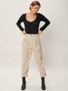 SHEIN EZwear Áo thun Đã thu thập Scoop Cổ - màu đen - Xem 5