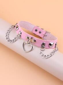Heart Decor Choker - Pink - View 1