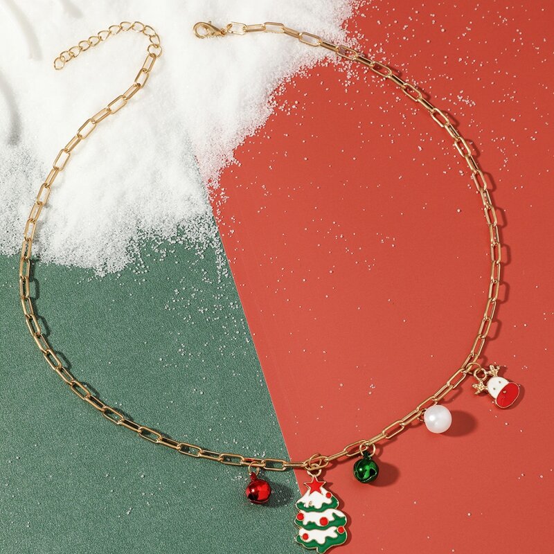 

Christmas Tree Charm Chain Necklace, Multicolor