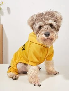 字母圖案寵物連身褲 - 黃色 - 查看 6