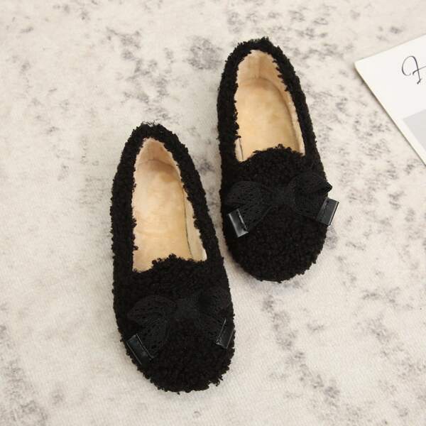 

Girls Bow Decor Flats, Black