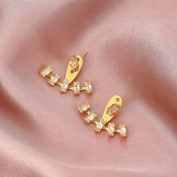 

Zircon Decor Earring Jackets, Gold