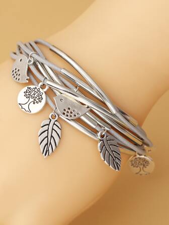 鳥吊墜多層手環